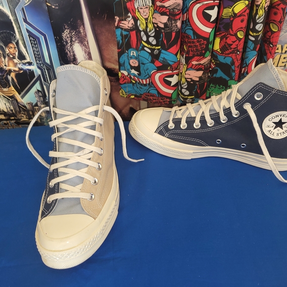 Converse Shoes, Converse Chuck 70 Tri-Panel Men Sz 8.5 Navy Blue Oat Milk Cream - Picture 2 of 11